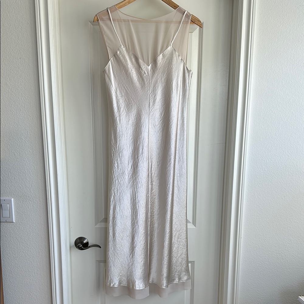 NWT Vince *Sold Out S* Chiffon-Layered Satin Slip Dress - Picture 4 of 11